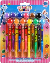 Fruity Squad Scented Gel Pens with Pom-Poms - 12 pcs