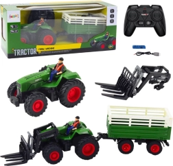 RC traktors ar piekabi un dakšām 2,4 GHz