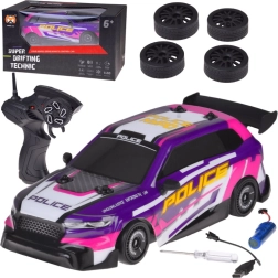 RC driftējoša policijas automašīna 1:20 ar LED apgaismojumu un maināmiem riepām 4WD