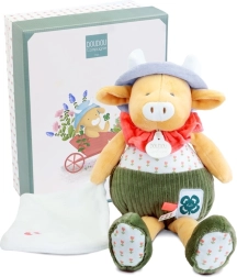 Doudou dāvanu komplekts govs Aneth ar segu, zaļš, 28 cm