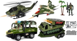 Militārā konvoja automašīna ar piekabi un karavīru 63 cm