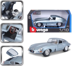 Metāla automašīnas modelis 1:18 BBURAGO JAGUAR E‑Type Coupé sudrabaini zilā krāsā