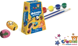 Komplekts zīmēšanai uz oļiem ar krāsām un otām kastītē 19 × 14 × 5 cm