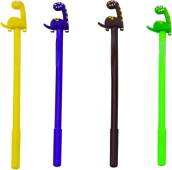 Lodīšu pildspalva ar dinozauru, melna tinte 0,5 mm – krāsu mikss