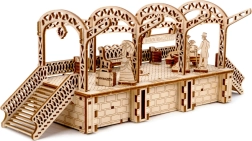 Koka 3D puzle dzelzceļa stacija WOODEN CITY, 175 detaļas