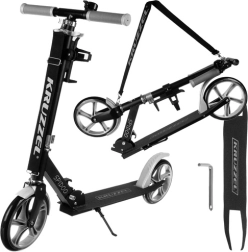 Pilsētas saliekamais skrejritenis ar lieliem 200 mm riteņiem un kājas bremzi – Pelēks