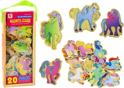 Krāsaini koka vienradžu magnēti