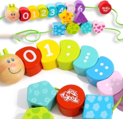 TOOKY TOY koka vēršamā kāpurs – skaitļu mācīšanās, 20 detaļas