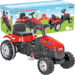 Pilsan pedāļu traktors ar stūri, sarkans
