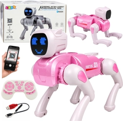 Interaktīvs robotizēts AI suns ar tālvadības pulti un Bluetooth, rozā