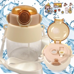 Kids’ water bottle with straw and strap 1 L