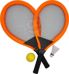 Woopie lielas raketes tenisam un badmintonam bērniem, komplekts ar bumbiņu un volānu