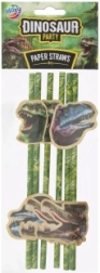Papīra salmiņi ar dinozauru motīvu 6 gab.