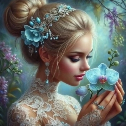 Diamond Painting Girl with Orchid 30x40 cm