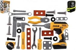 Plastmasas instrumentu komplekts ar akumulatora urbjmašīnu un mugursomu