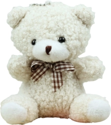 Balts plīša lācīša piekariņš 8 cm