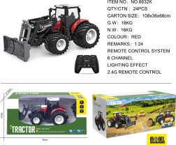 Ar tālvadību vadāms traktors ar kausu 1:24, sarkans