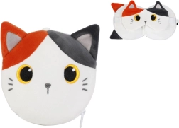 Travel pillow with mask orange cat