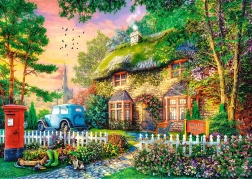 Puzzle TREFL Premium Plus: Tējas laiks - Sleepy Lane Cottage 1000 gabalu