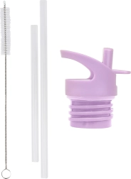 Vāciņš, birstīte un salmiņš nerūsējošā tērauda pudelei Ziedu dārziņš