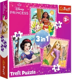 Puzle 3 vienā – skaisti ziedi – DISNEY PRINCESS Trefl
