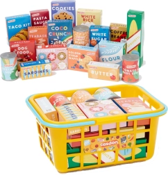 Dzeltens CASDON iepirkumu grozs ar pārtiku bērniem 3+