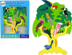 Wooden Tree Puzzle with Parrots