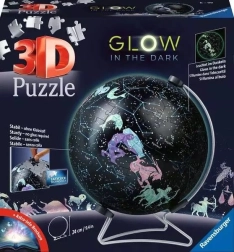Glow-in-the-dark starry sky puzzle globe, 180 pieces