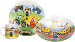 Children's Dining Set The Builders, 3-piece Ceramic