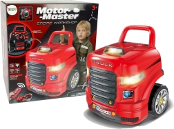 Bērnu mehāniskā konstruktors ar kravas auto un instrumentiem