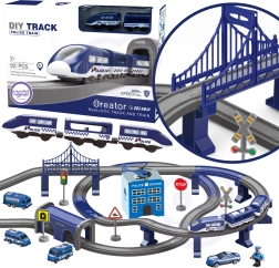 Elektriskā policijas vilciena trase ar autiņiem, 92 detaļas, 300 cm