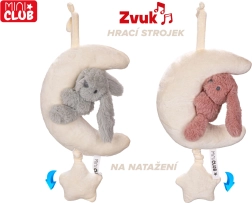 Plush Moon with Bunny with Wind-up Music Box 35 cm