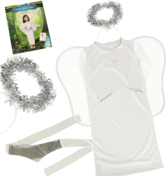 Children's Angel Costume with Halo, 4 Pieces, Size S