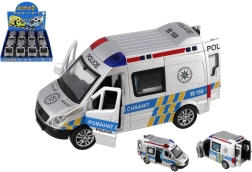 Plastic police car 15 cm with light and sound, friction powered