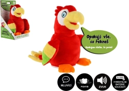 Papagailis Jaroušeks atkārto teikumus, mīksta rotaļlieta