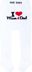 Cotton tights New Baby white I Love Mum and Dad (0–3 m)
