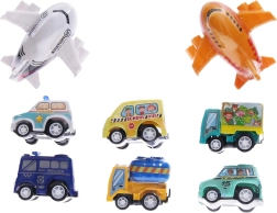 Pilsētas transportlīdzekļu komplekts 8 gab., 7 cm, ar atvilkšanas mehānismu