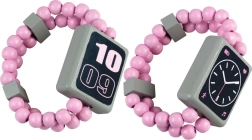 Divpusējs koka pulkstenis – rozā