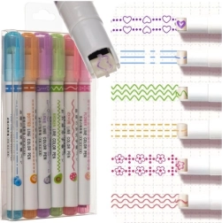 Dekoratīvo flomāsteru komplekts paraugiem un šrafējumiem 6 gab. MAALEO