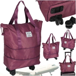 Saliekama ceļojumu soma uz riteņiem, violeta