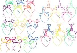 Karnevāla matu stīpiņa ar rotājumu – dažādu krāsu mikss