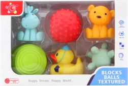 Gumijas vannas rotaļlietu komplekts mazulīšiem – 6 gab.