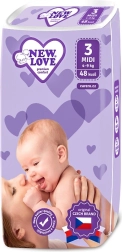 Baby disposable diapers New Love Premium Comfort MIDI 4–9 kg, 48 pcs