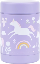 A Little Lovely Company insulated stainless steel food container with unicorns and rainbow