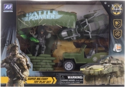Military set with parachutist, jeep and jet ski