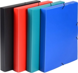 A4 archival box with elastic band, red (PP)