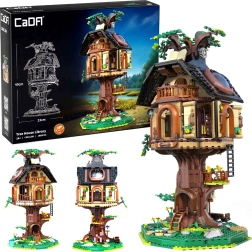 CADA Tree House Library būvkomplekts – bibliotēka koku mājiņā ar LED apgaismojumu, 1808 detaļas
