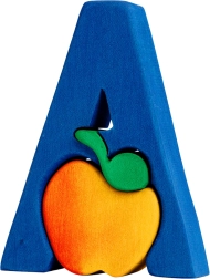 Fauna alfabēta burts A – ābols koka ieliekamā puzle