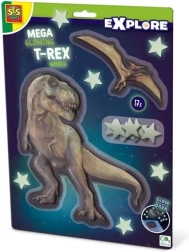 SES Creative Explore mega tumsā spīdoša T‑Rex dekorācija