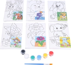 Gleznošanas audekls ar priekšzīmējumu 10 × 15 cm ar krāsām un otu